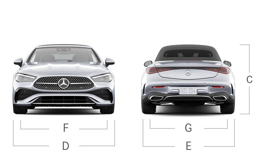 model front and back view diensions