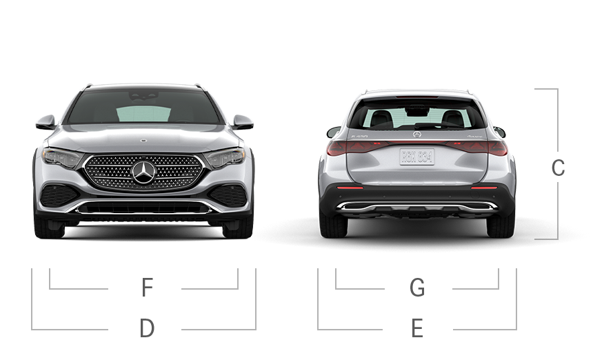 model front and back view diensions