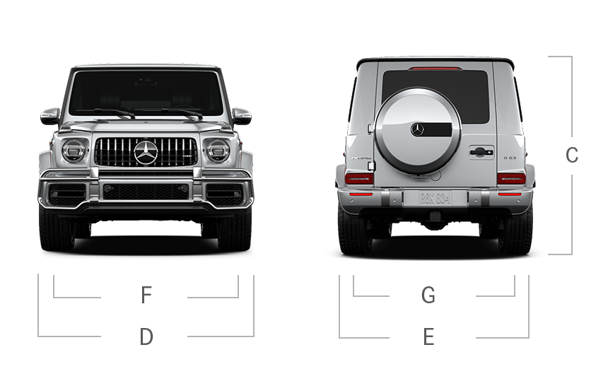 model front and back view diensions